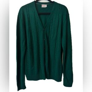 Vintage Van Dyke Green Cable Knit Cardigan XL